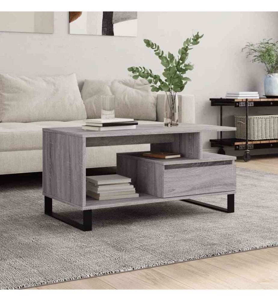 Table basse Sonoma gris 90x49x45 cm Bois d'ingénierie