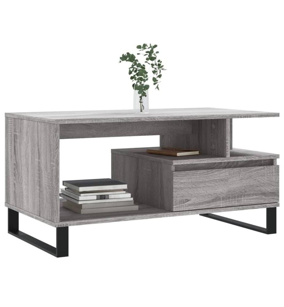 Table basse Sonoma gris 90x49x45 cm Bois d'ingénierie