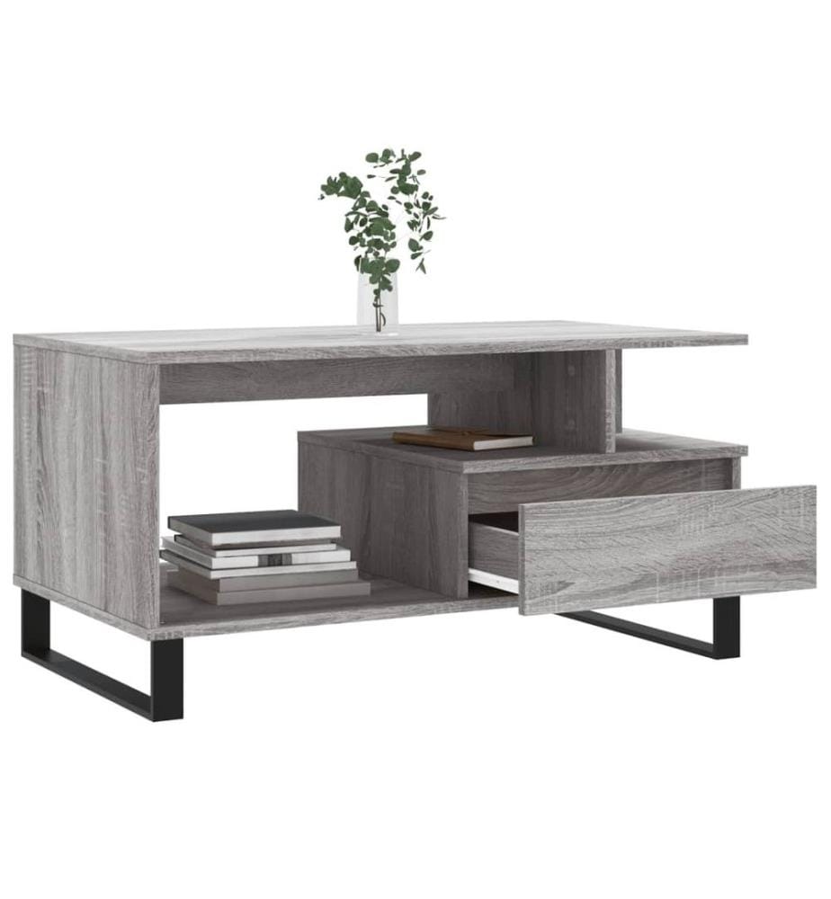 Table basse Sonoma gris 90x49x45 cm Bois d'ingénierie