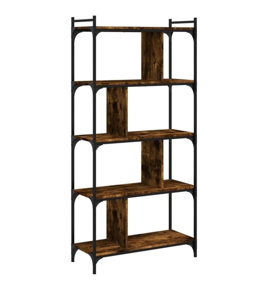 Bücherregal 5 Böden Räuchereiche 76x32x158 cm Holzwerkstoff