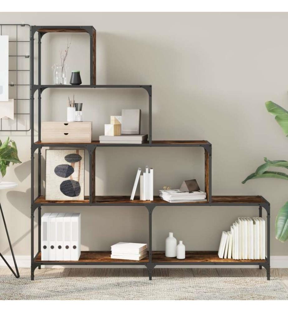 Bücherregal 4 Etagen Räuchereiche 139x33,5x149 cm Holzwerkstoff