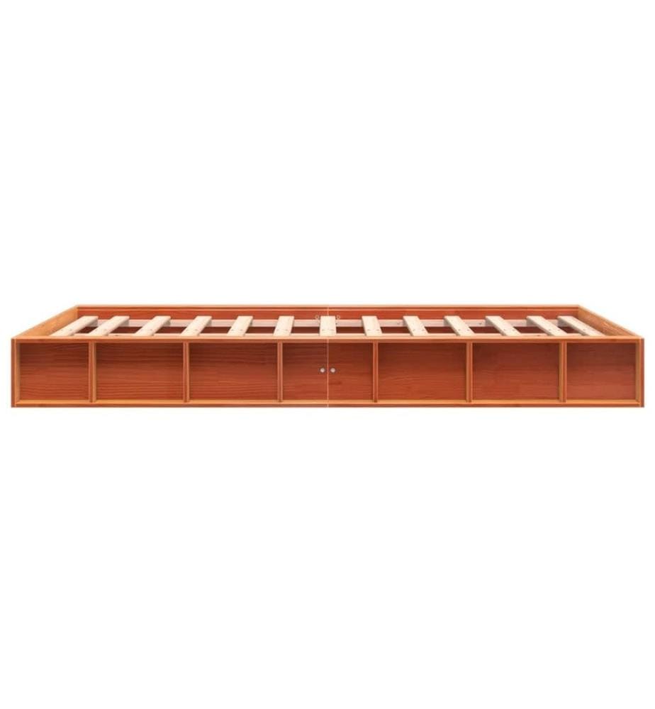 Cadre de lit cire marron 140x200 cm bois de pin massif