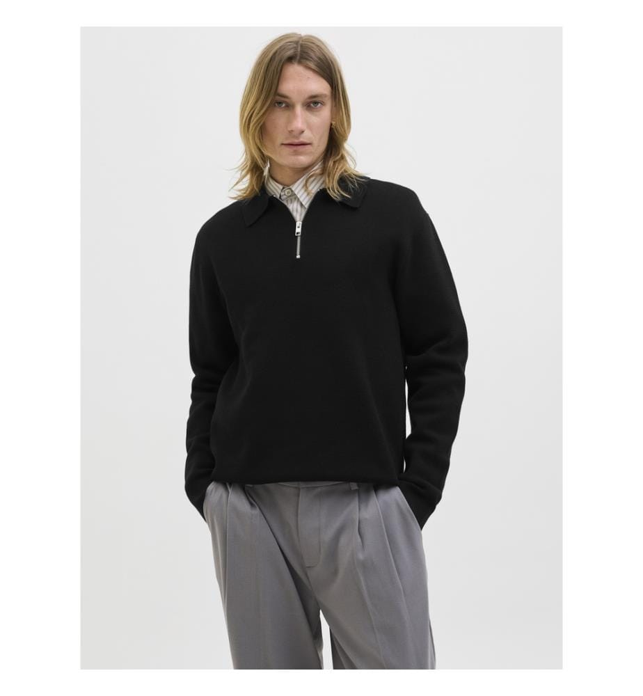Polo con zip - Nero