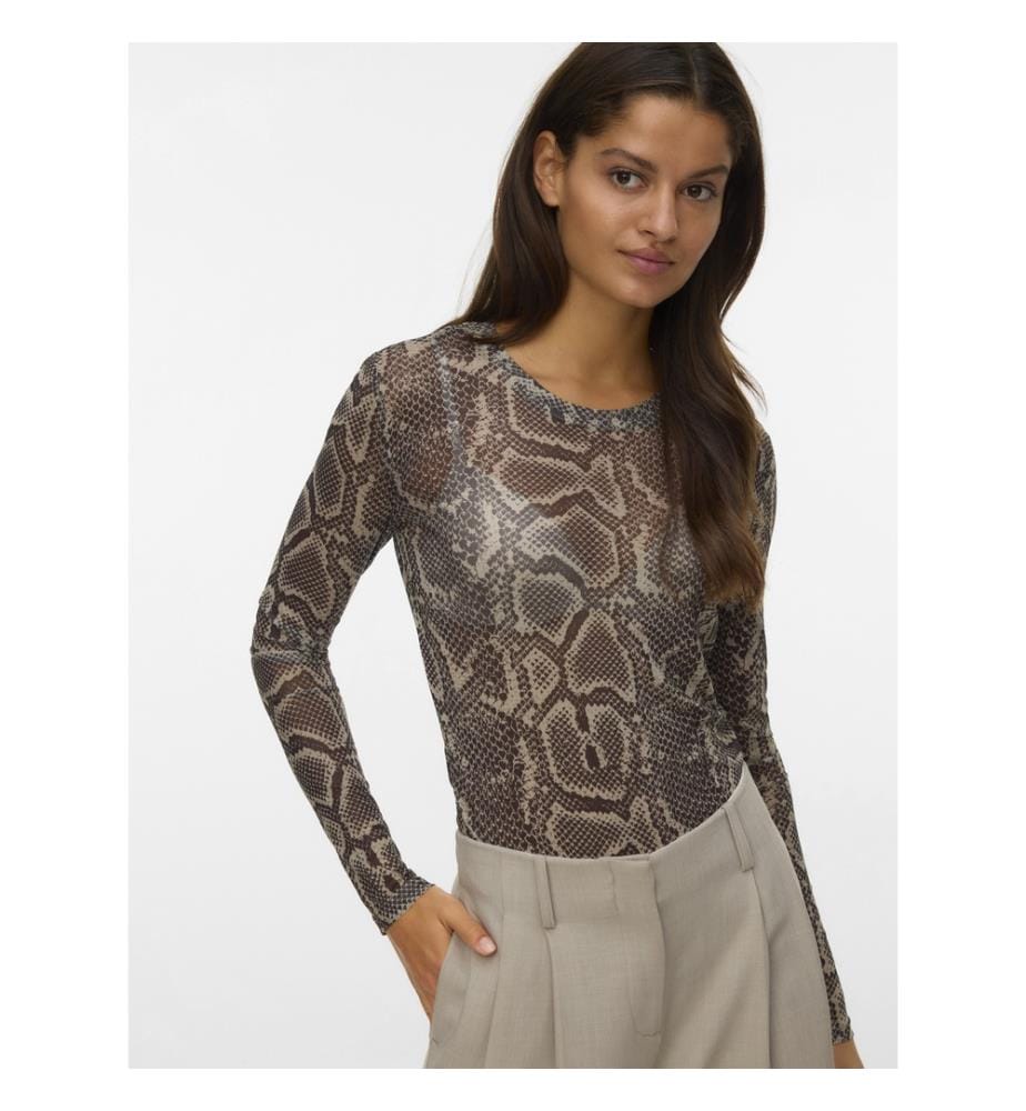 Top Long Sleeve - Brun et Beige