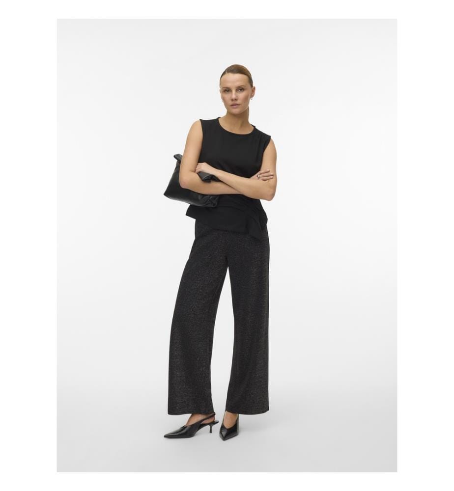 Weite Hose mit Pailletten – Schwarz
