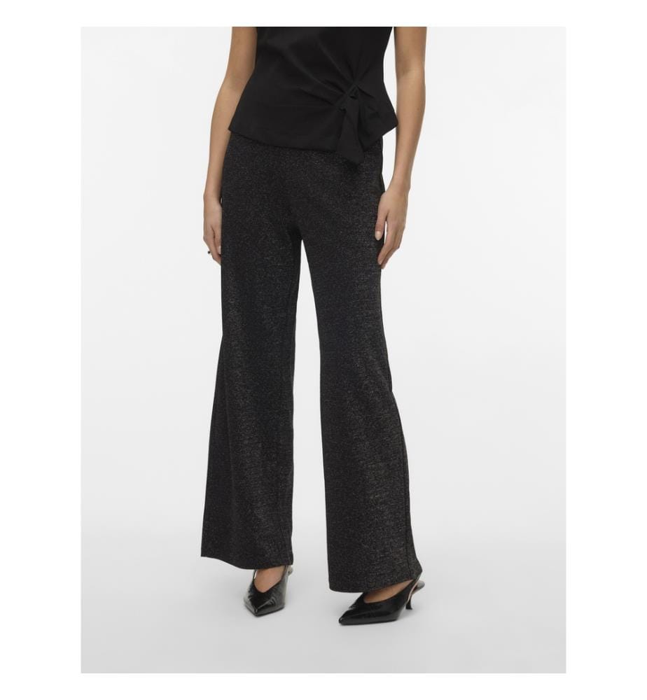 Weite Hose mit Pailletten – Schwarz