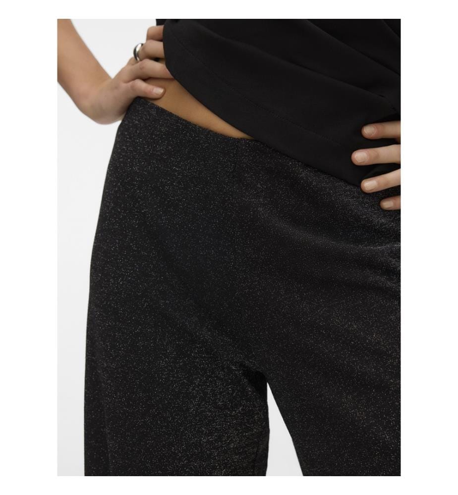 Weite Hose mit Pailletten – Schwarz