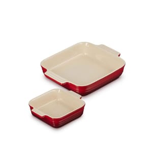 Plat à four carré classique, lot de 2, rouge cerise