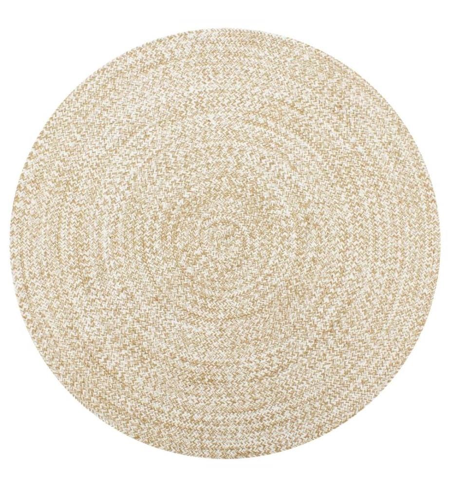 Tapis fait à la main Jute Blanc et naturel 150 cm