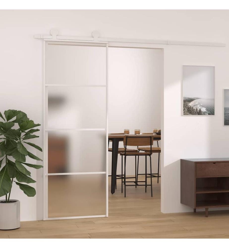 Schiebetür ESG-Mattglas und Aluminium 76x205 cm Weiss