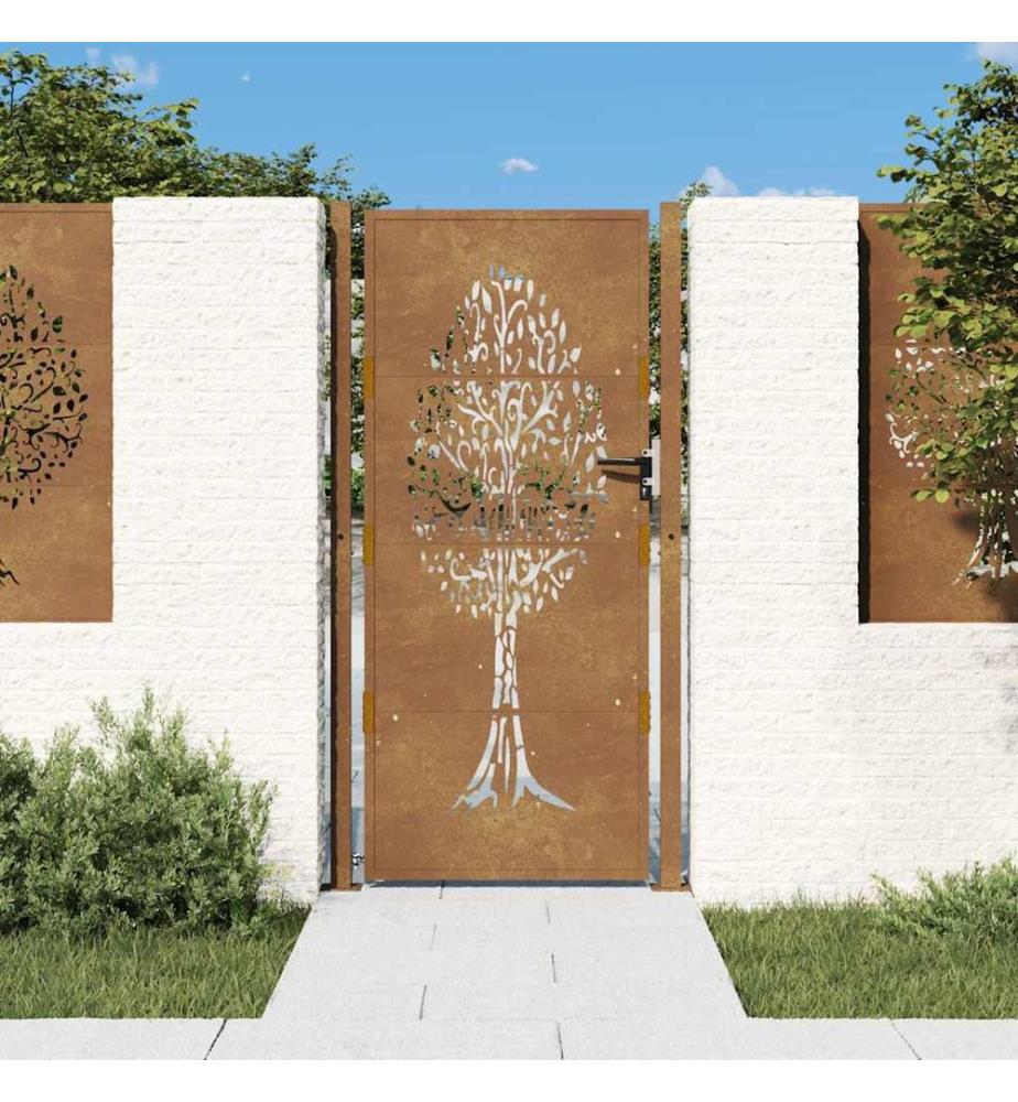 Gartentor 105x180 cm Cortenstahl Baum-Design