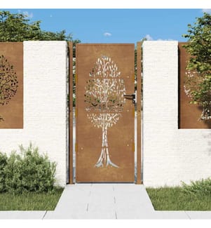 Gartentor 105x180 cm Cortenstahl Baum-Design