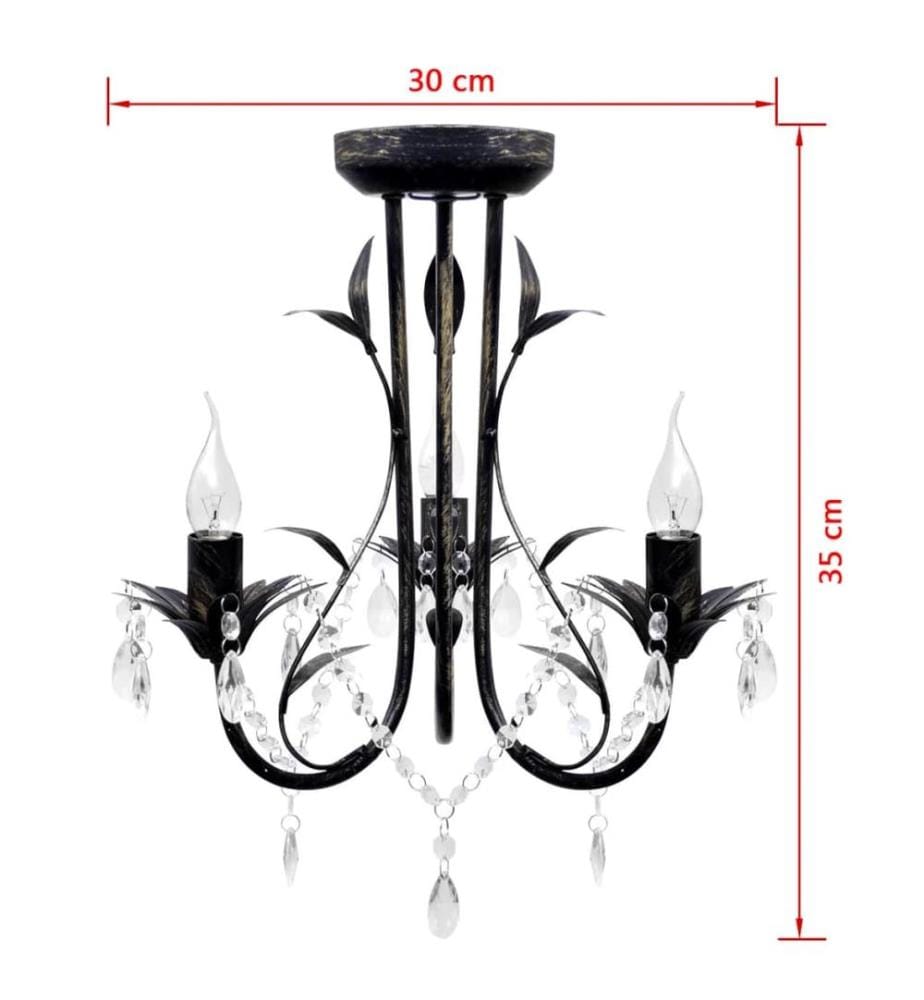 Decknlampe Art Novau mit Kristallperlen 3 x E14