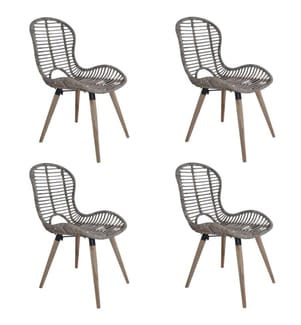 Esszimmerstühle 4 Stk. Braun Natürliches Rattan