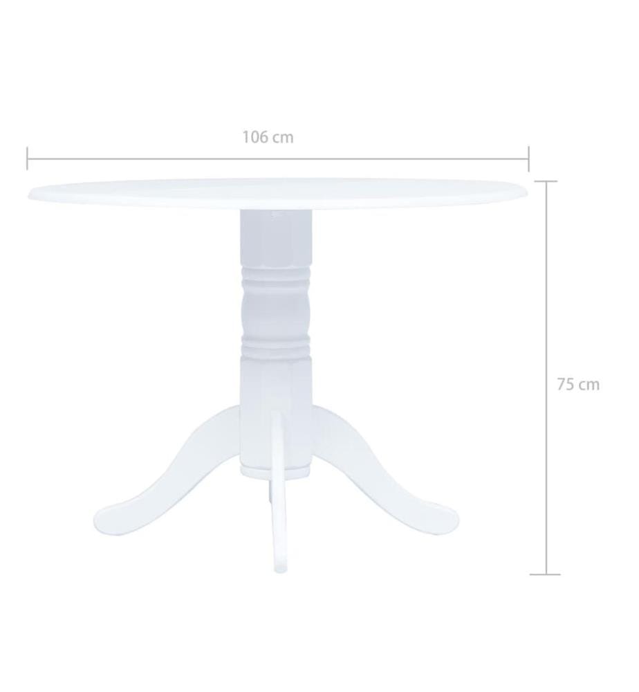 Table à manger Blanc 106 cm Bois d'hévéa massif