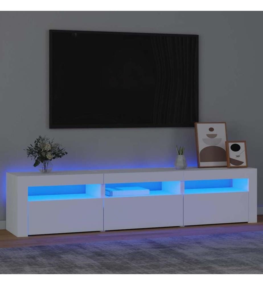 TV-Schrank mit LED-Leuchten Weiss 180x35x40 cm