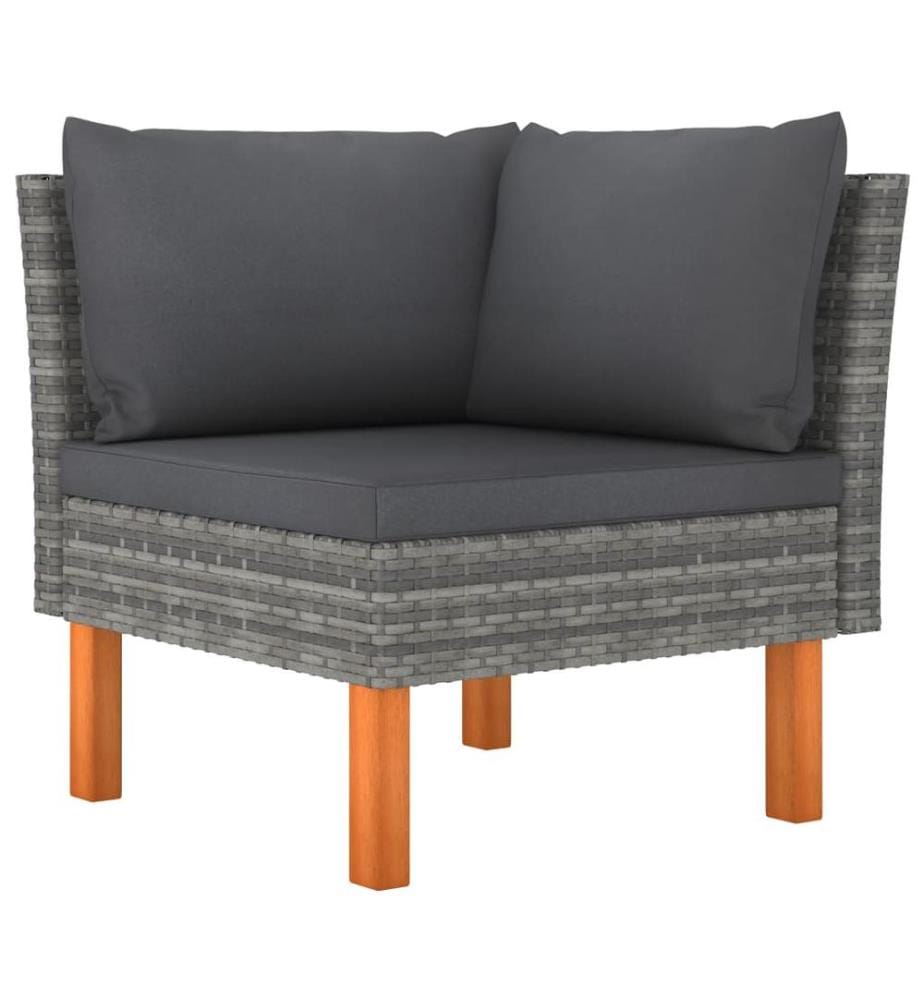 3-tlg. Garten-Lounge-Set Poly Rattan und Massivholz Eukalyptus