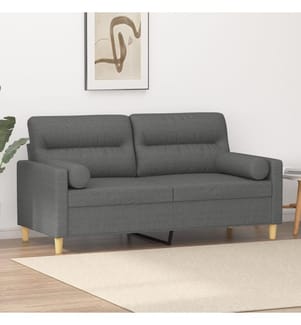 2-Sitzer-Sofa mit Zierkissen Dunkelgrau 140 cm Stoff