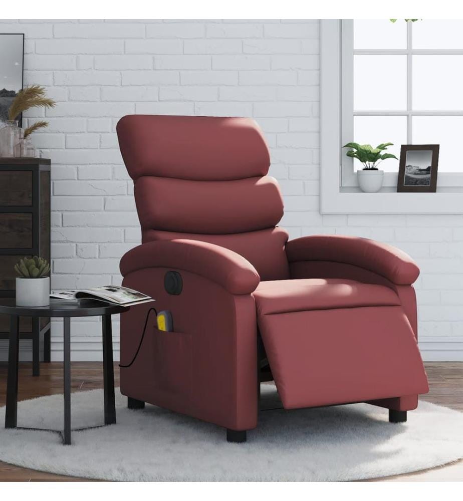 Massagesessel Elektrisch Weinrot Kunstleder