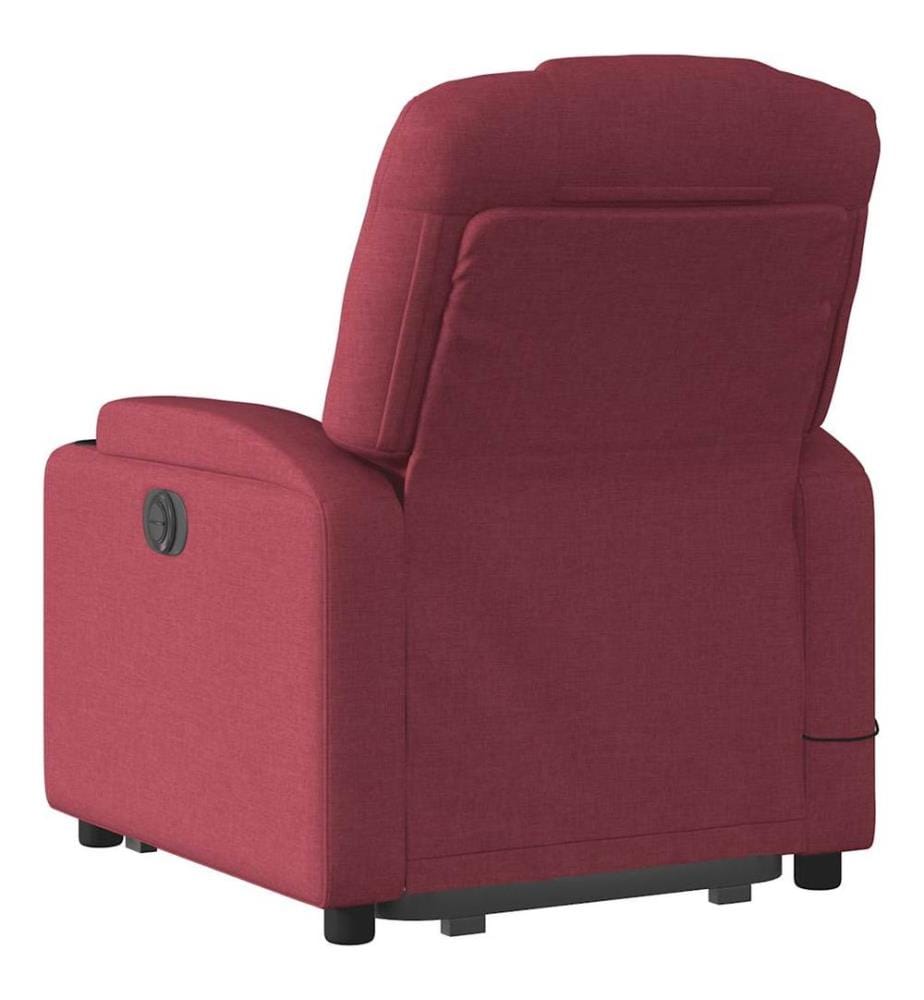 Elektrischer Massagesessel mit Aufstehhilfe Weinrot Stoff