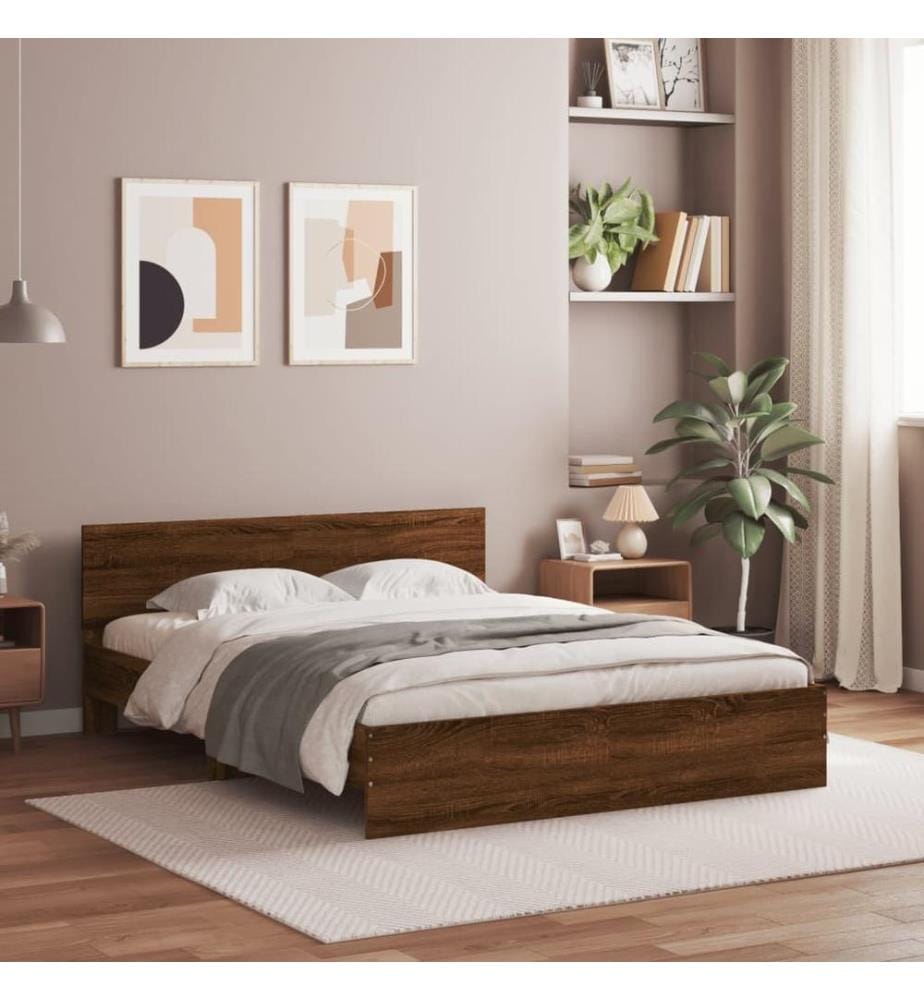Bettgestell mit Kopfteil Braune Eichen-Optik 140x200 cm