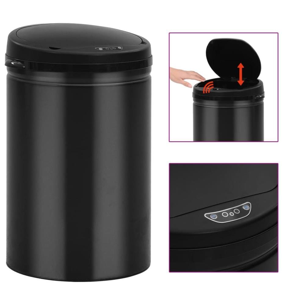 Automatischer Sensor-Mülleimer 30 L Kohlenstoffstahl Schwarz