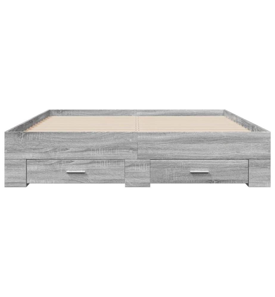Cadre de lit avec tiroirs sans matelas sonoma gris 140x200 cm