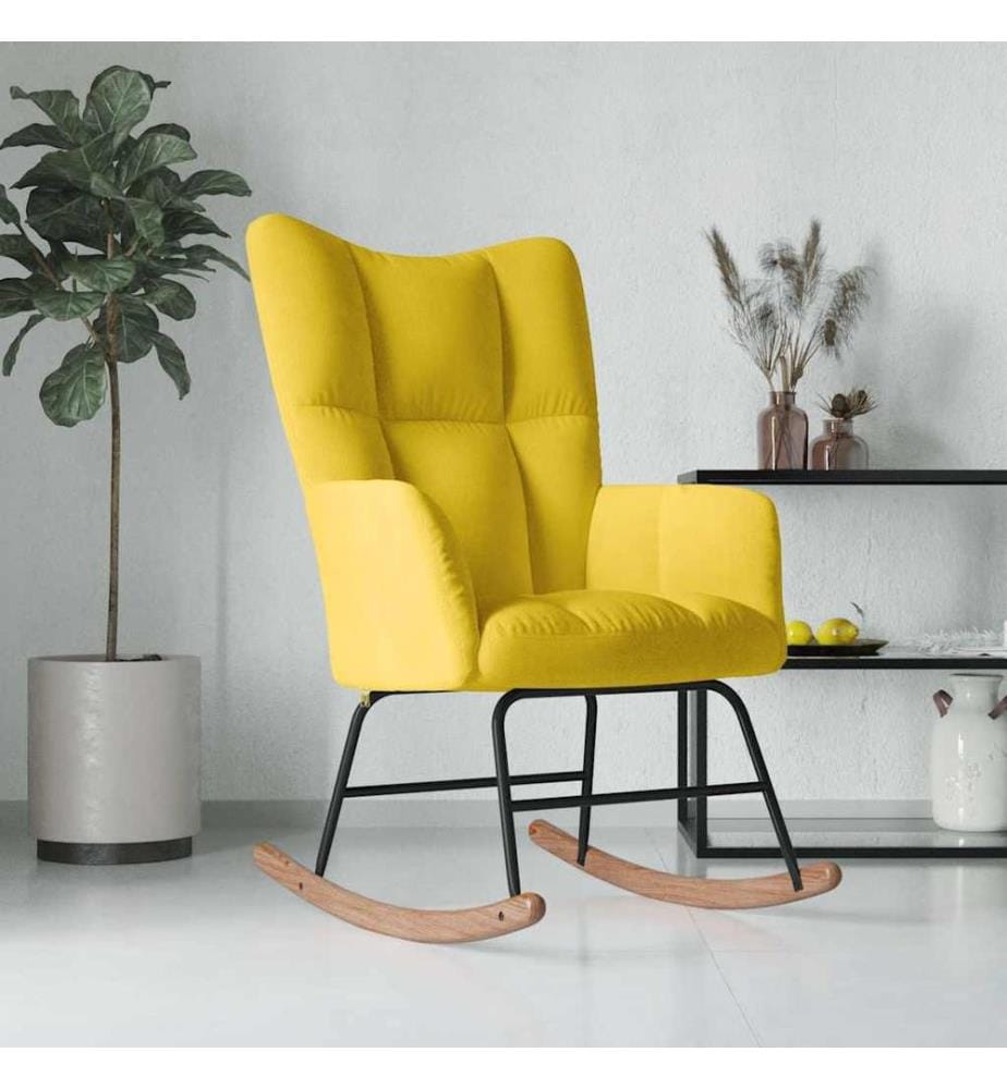 Chaise à bascule Jaune moutarde Velours