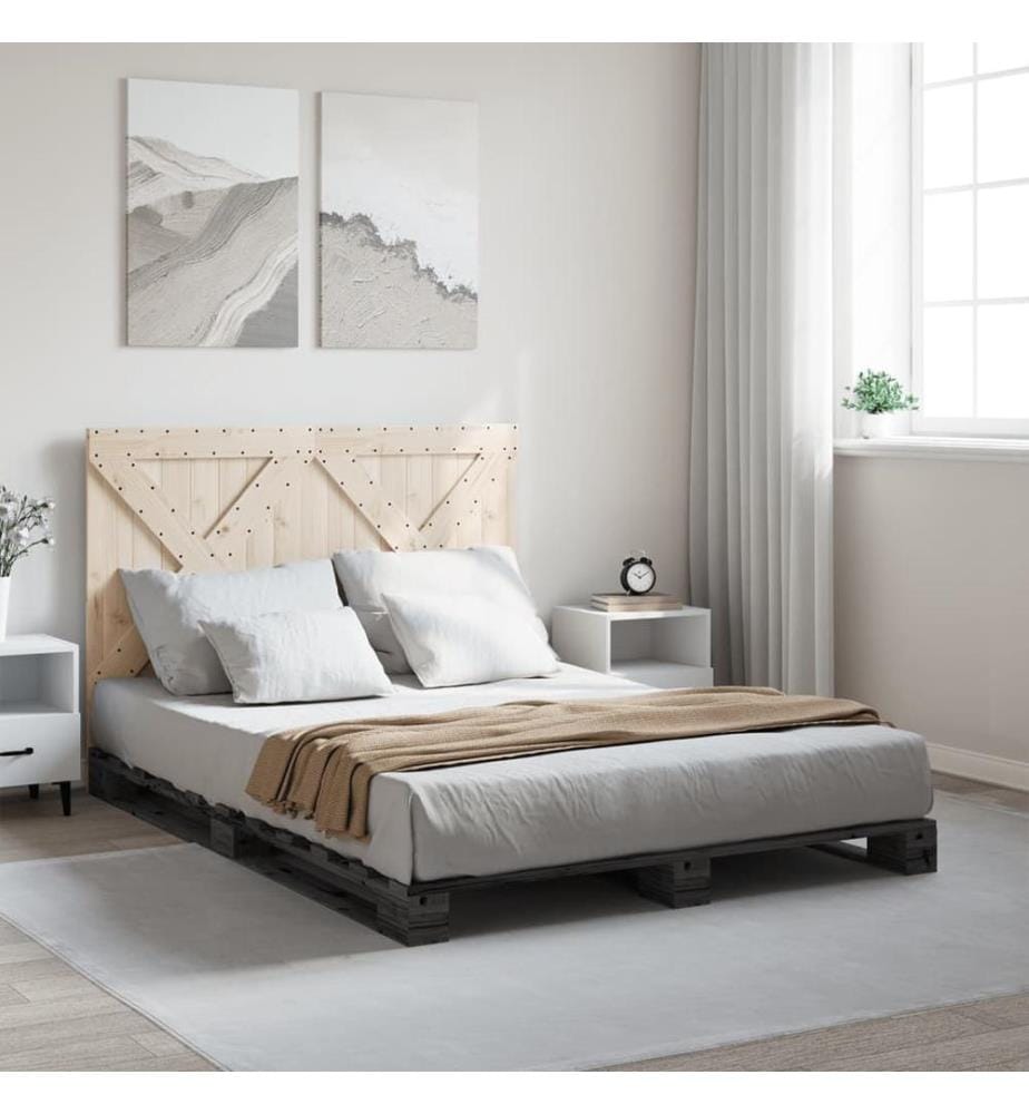 Cadre de lit sans matelas gris 160x200 cm bois de pin massif