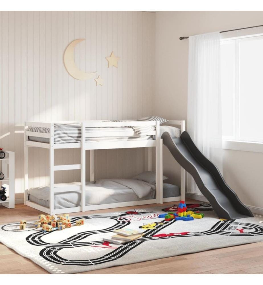 Lit superposé avec toboggan et échelle sans matelas 80x200 cm