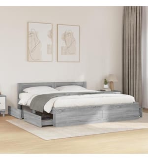 Bettgestell mit Kopfteil Grau Sonoma 180x200 cm Holzwerkstoff