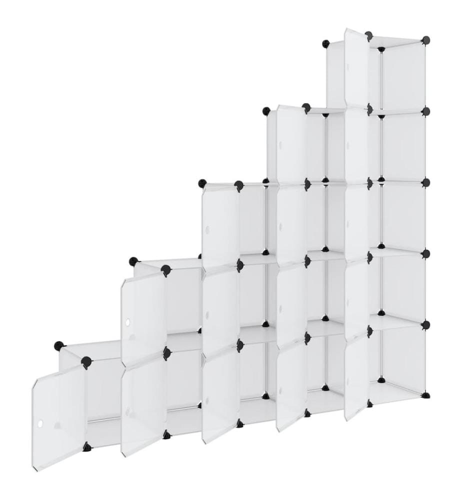 Regalsystem mit 15 Würfeln und Türen Transparent PP