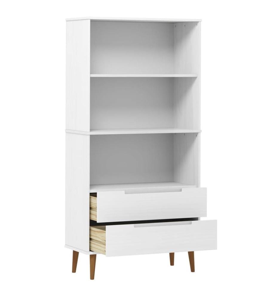 Bibliothèque MOLDE Blanc 85x35x170,5 cm Bois massif de pin