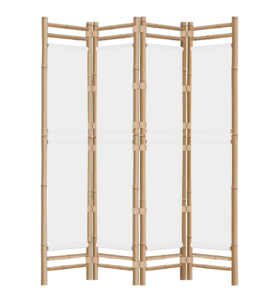 Cloison de séparation pliante 4 panneaux 160 cm Bambou et toile