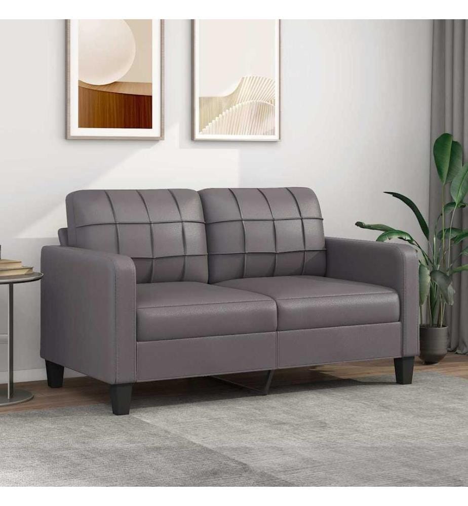 2-Sitzer-Sofa Grau 140 cm Kunstleder