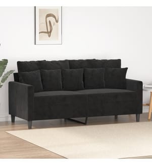 2-Sitzer-Sofa Schwarz 140 cm Samt