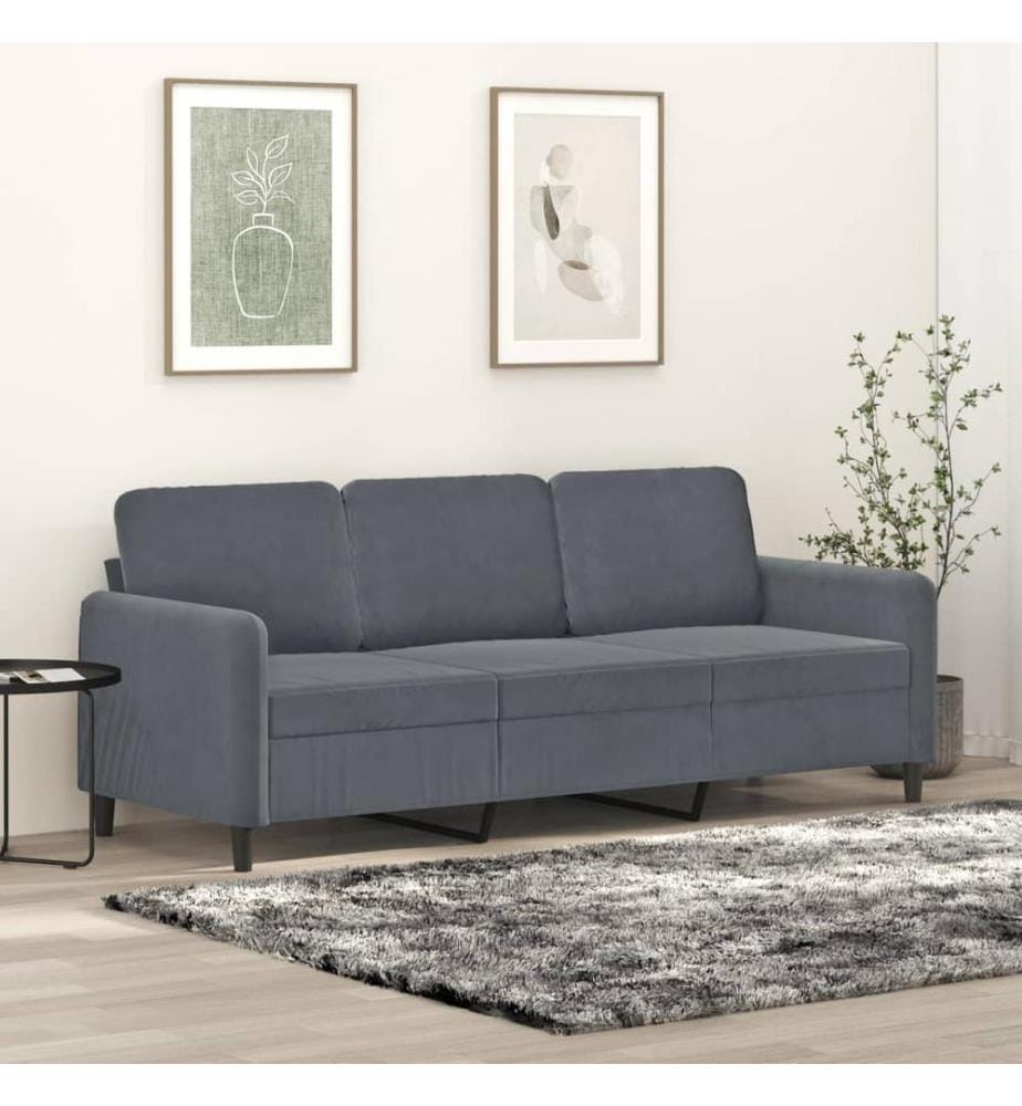 3-Sitzer-Sofa Dunkelgrau 180 cm Samt