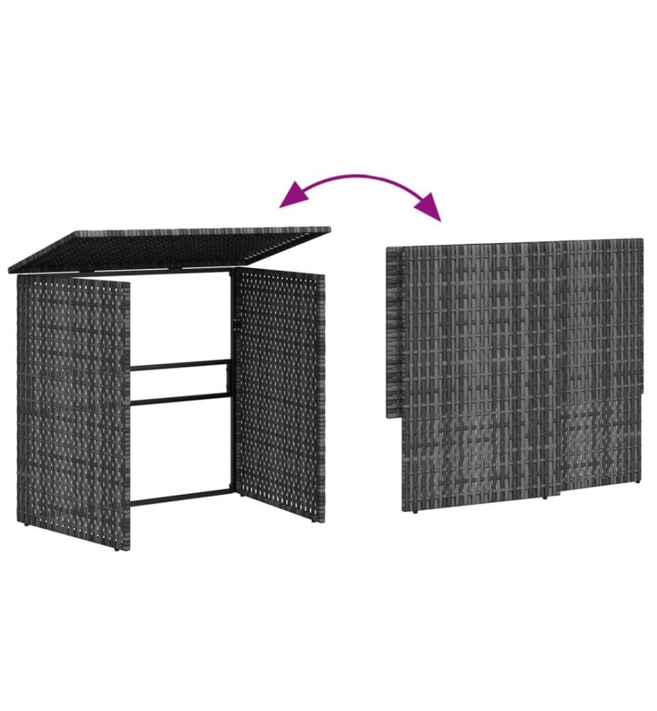 Gartensofa in L-Form mit Tisch und Kissen Grau Poly Rattan
