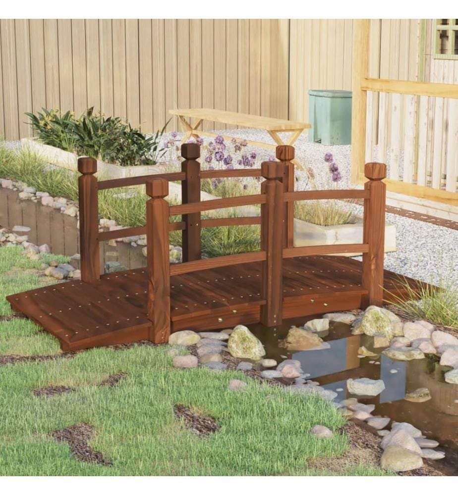 Pont de jardin avec garde-corps 150x67x56cm bois massif épicéa