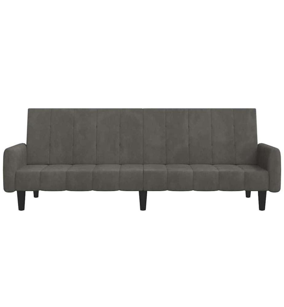 Schlafsofa 2-Sitzer Dunkelgrau Samt