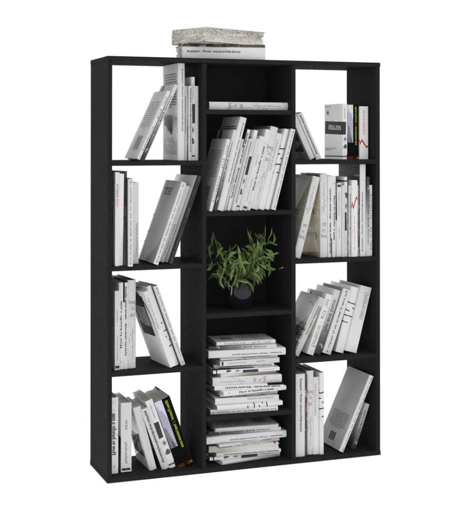 Séparateur de pièce/Bibliothèque Noir Bois d'ingénierie