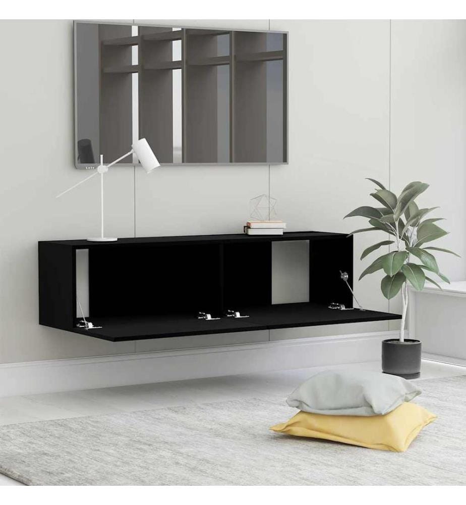 Meuble TV Noir 120x30x30 cm Bois d'ingénierie