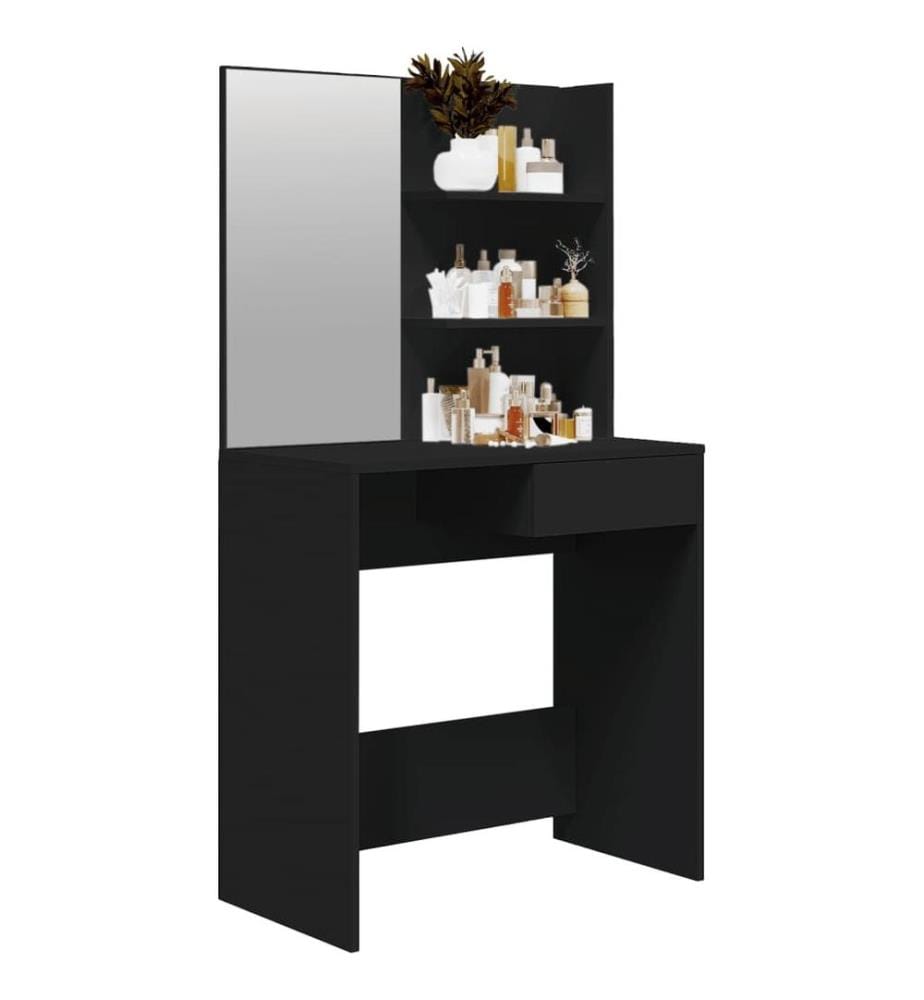 Coiffeuse avec miroir noir 74,5x40x141 cm