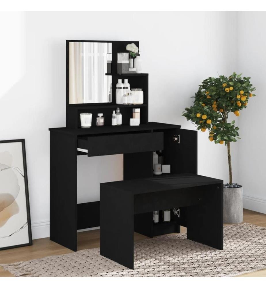 Coiffeuse avec miroir noir 86,5x35x136 cm