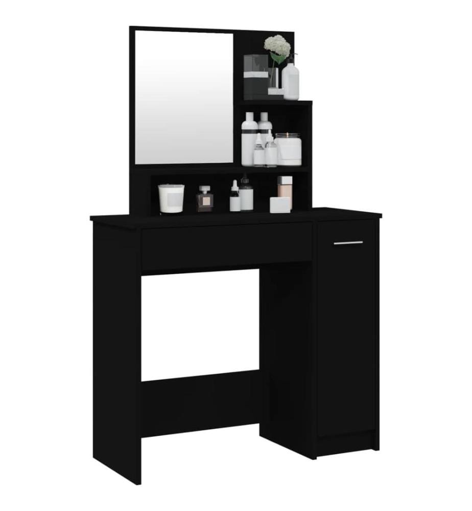 Coiffeuse avec miroir noir 86,5x35x136 cm