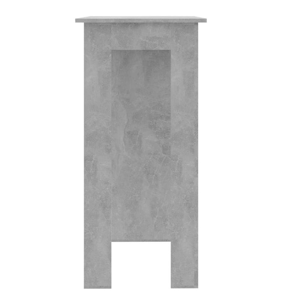 Table de bar avec étagère Gris béton Bois d'ingénierie