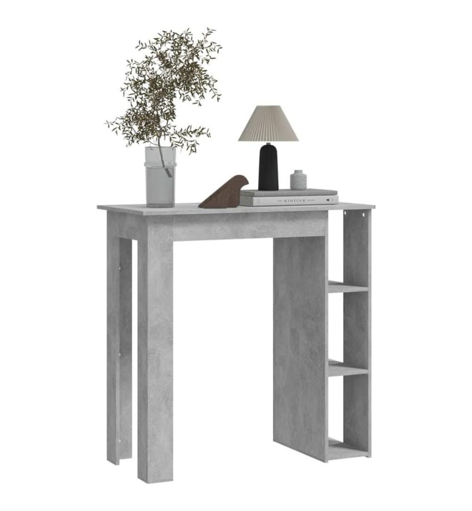 Table de bar avec étagère Gris béton Bois d'ingénierie