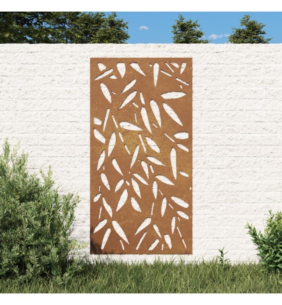 Garten-Wanddeko 105x55 cm Cortenstahl Bambusblatt-Design