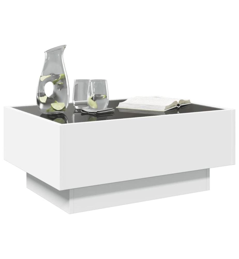 Table basse avec LED blanc 70x50x30 cm bois d'ingénierie