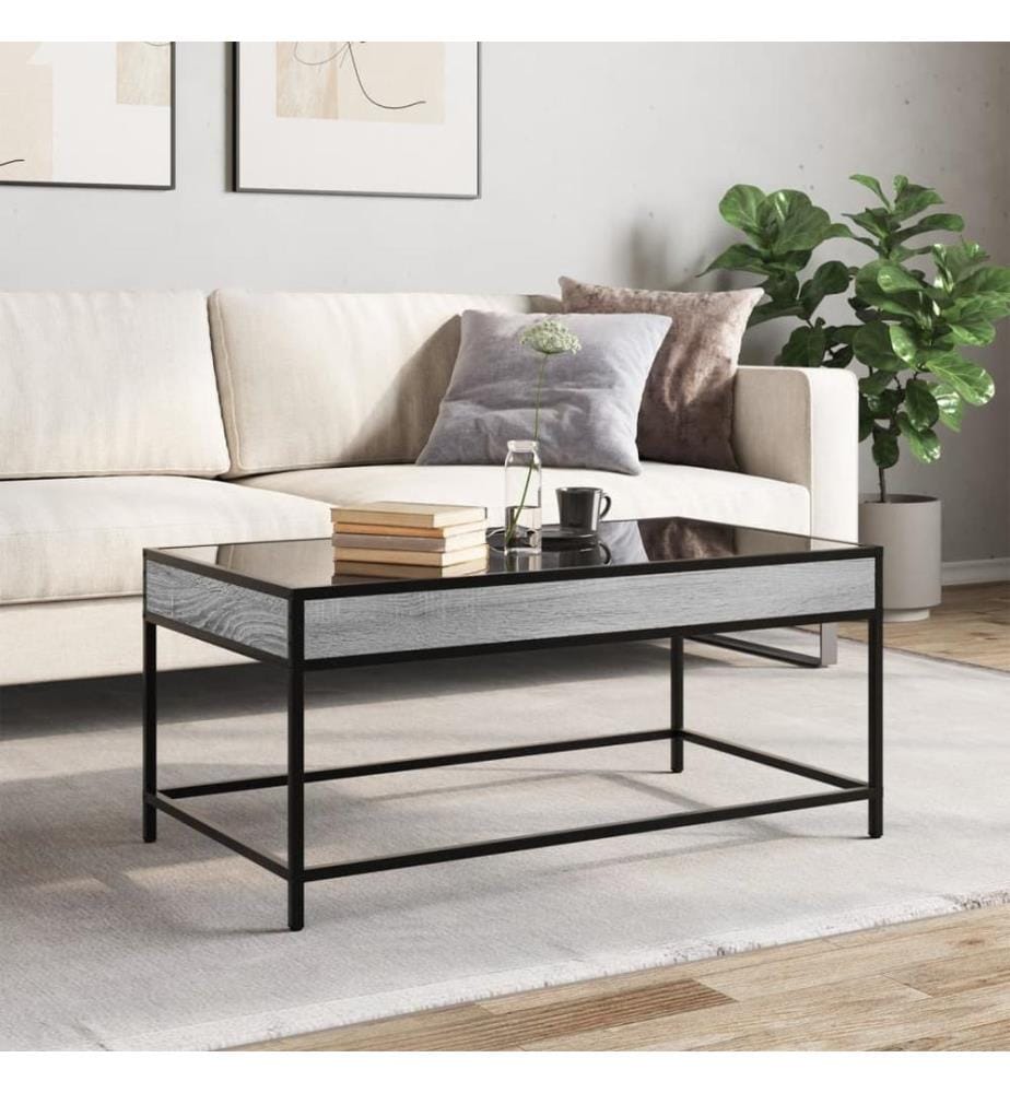 Couchtisch mit Infinity-LED Grau Sonoma 90x50x41 cm